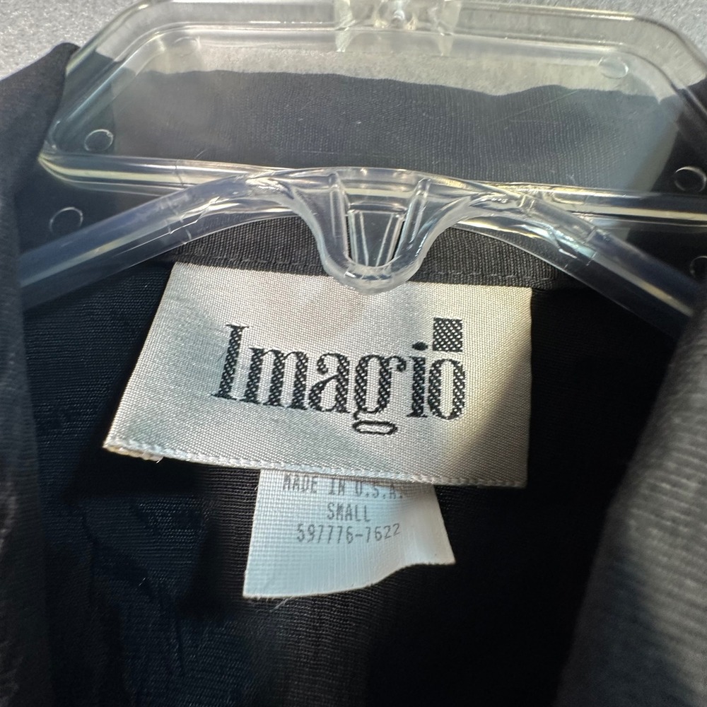 Imagio Embroidered Beaded Button Down Shirt Vintage Whimsigoth Small Black - Picture 2 of 13